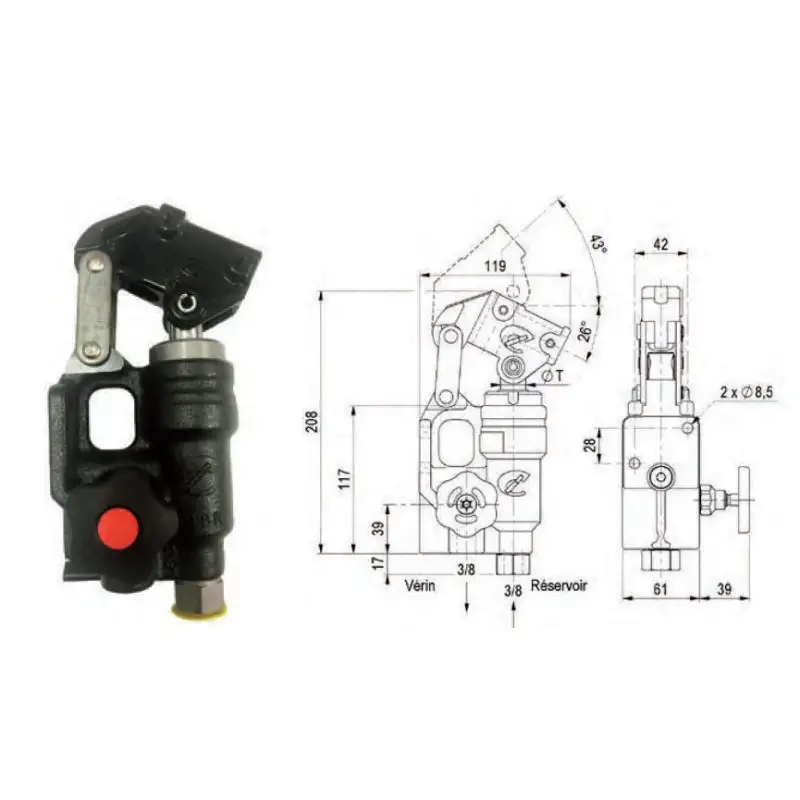 POMPE EN LIGNE+LEVIER - Pompes et vérins hydrauliques