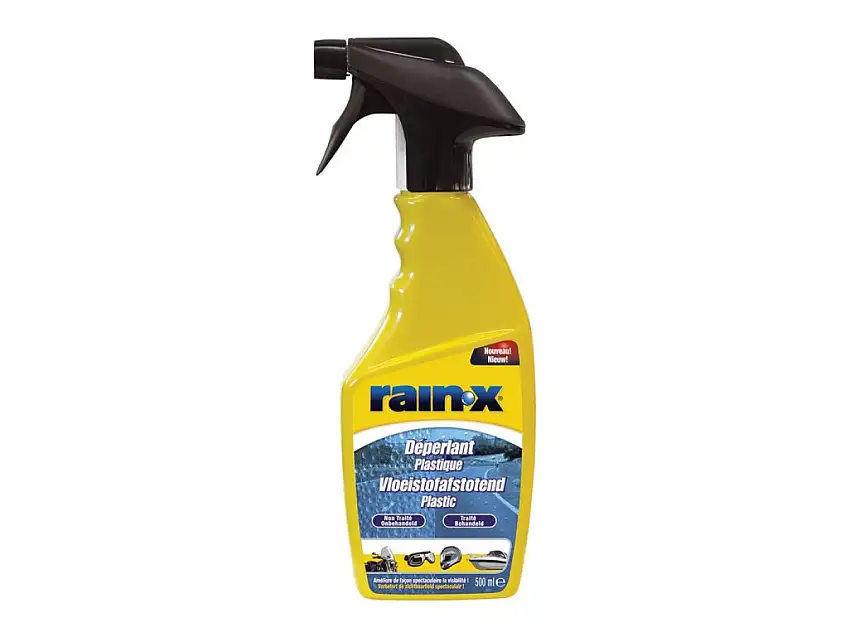 RAIN-X PLASTIQUE HYDROFUGE 500ML POUR UNE VISIBILITé CLAIRE SUR LES SURFACES EN PLASTIQUE