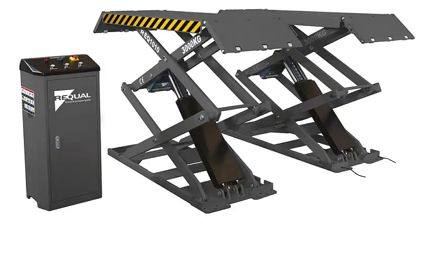 REQUAL REQ1009 PONT éLéVATEUR à CISEAUX 3 TONNES MONOPHASé 230V AVEC INSTALLATION ET CONTRôLE INCLUS