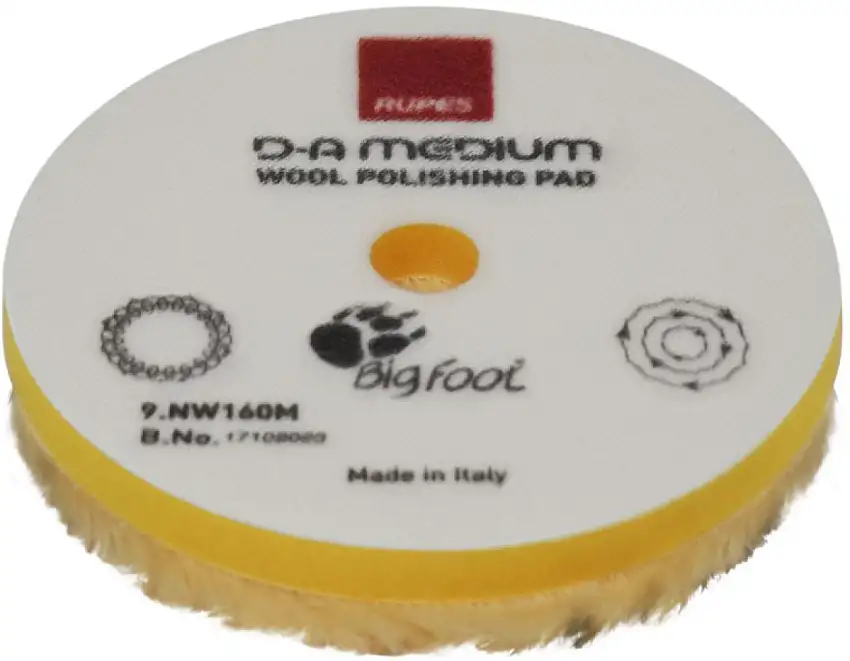 RUPES D-A TAMPON DE POLISSAGE EN LAINE JAUNE MEDIUM Ø130MM POUR POLISSEUSES EXCENTRIQUES