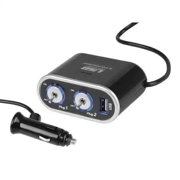 Séparateur double allume cigare Interrupteurs 12 24V, USB 1000 mA