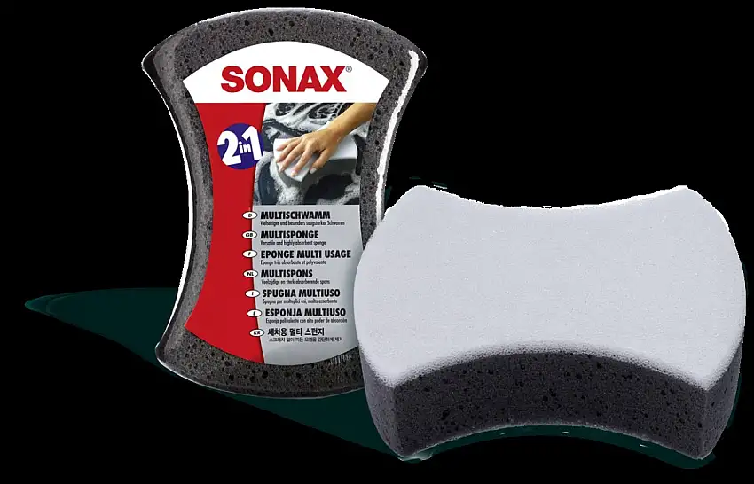 SONAX 2EN1 ÉPONGE MULTI-USAGE 20X14CM POUR UN NETTOYAGE APPROFONDI DE LA VOITURE