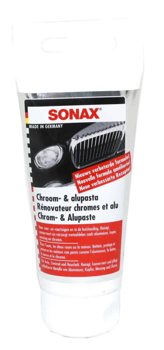 SONAX POLISH CHROME & ALUMINIUM 75ML POUR SURFACES MéTALLIQUES BRILLANTES