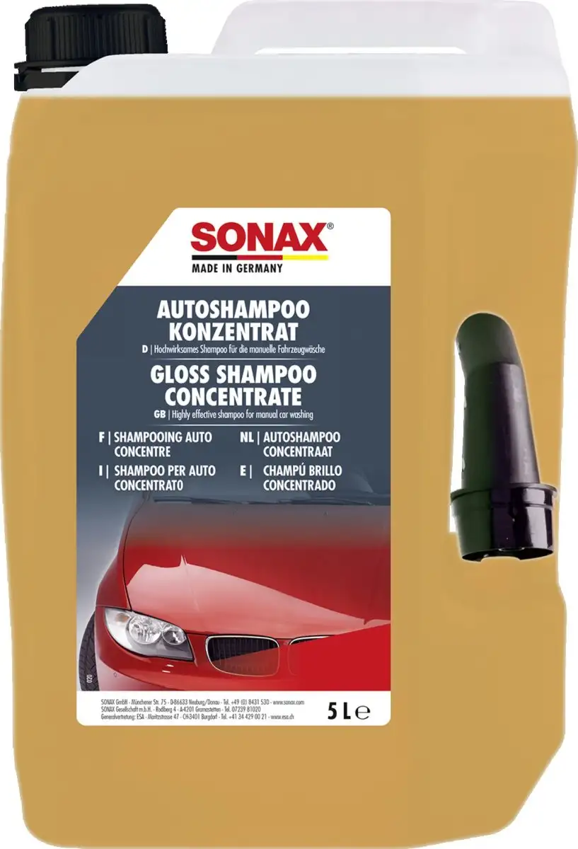SONAX GLOSS SHAMPOO CONCENTRATE 5L - SHAMPOING AUTO PUISSANT ET PH NEUTRE