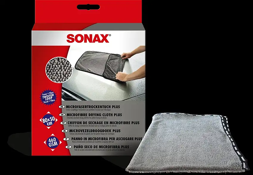 SONAX CHIFFON DE SéCHAGE MICROFIBRE PLUS 80X50CM POUR UN SéCHAGE SANS TRACES