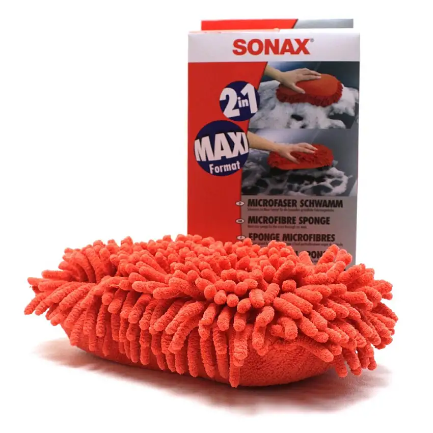 ÉPONGE MICROFIBRE SONAX à DOUBLE FONCTION POUR UN NETTOYAGE APPROFONDI DE LA VOITURE
