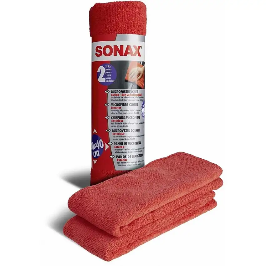 SONAX CHIFFONS MICROFIBRES EXTéRIEUR 2 PIèCES POUR UNE BRILLANCE SANS RAYURES