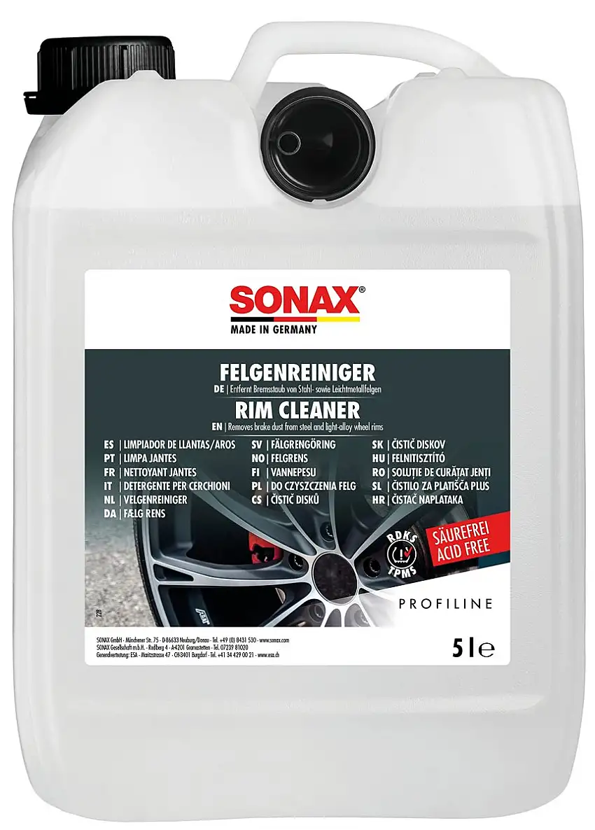 SONAX PROFILINE RIM CLEANER PLUS SANS ACIDE 5L NETTOYANT JANTES PUISSANT SANS ACIDE
