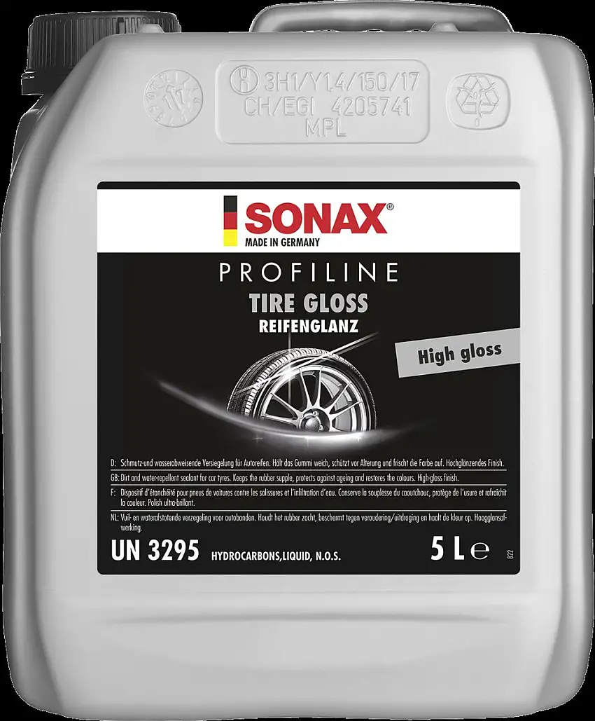 SONAX PROFILINE TYRE GLOSS 5L - ENTRETIEN DES PNEUS AVEC BRILLANCE LONGUE DURéE