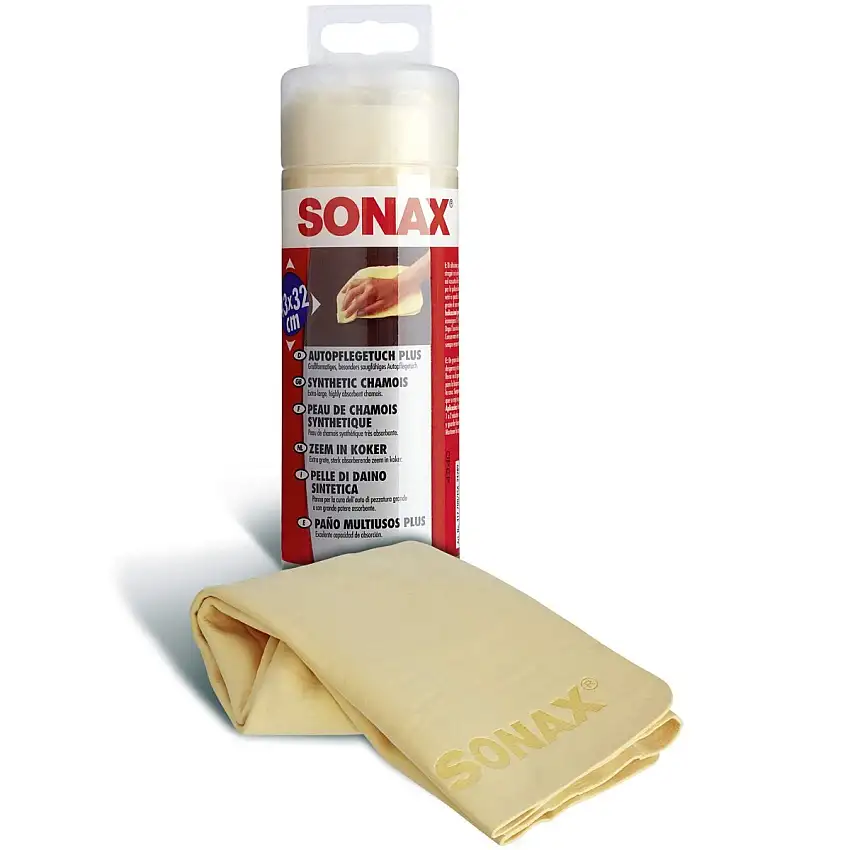CHAMOISINE SYNTHéTIQUE SONAX 43X32CM à HAUTE CAPACITé D’ABSORPTION