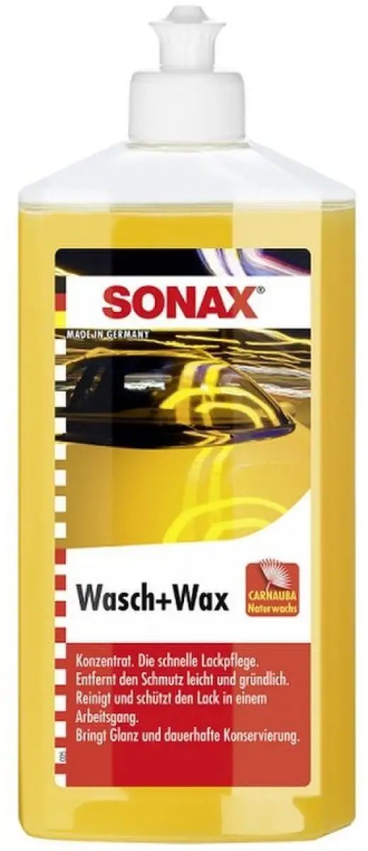 SONAX WASH & WAX SHAMPOING AUTO 500ML AVEC CIRE DE CARNAUBA