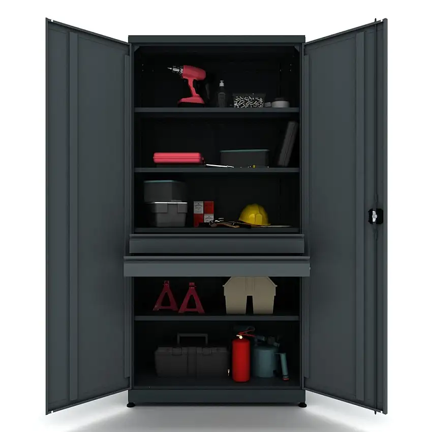 ARMOIRE à OUTILS MéTALLIQUE TOOLBOX4YOU EXPERT 2 PORTES AVEC 2 TIROIRS 950X450X1983MM