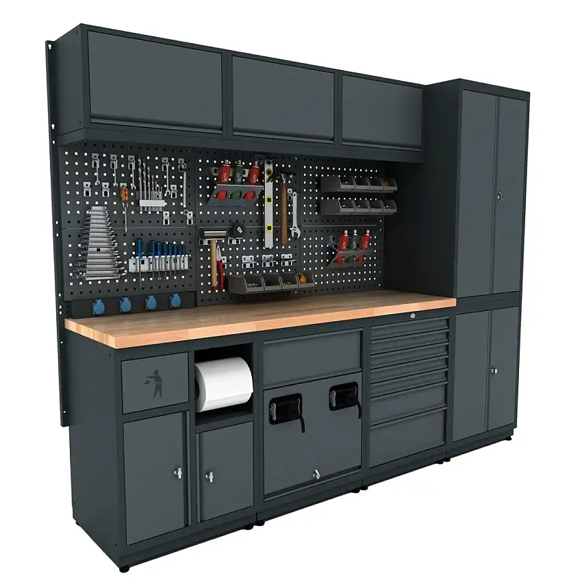 TOOLBOX4YOU MODULE D’ATELIER EXPERT D 2505X580X2025MM AVEC PLAN DE TRAVAIL EN BOIS MASSIF