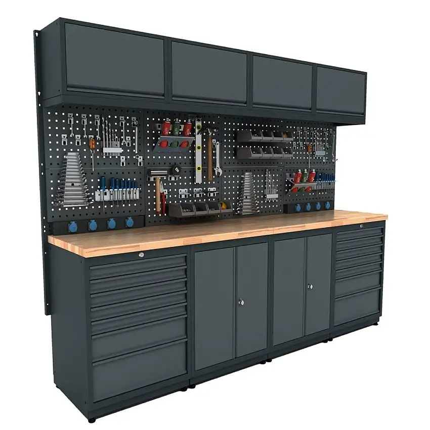 TOOLBOX4YOU MODULE D’ATELIER EXPERT E 2530X580X2025MM AVEC PLAN DE TRAVAIL EN BOIS MASSIF