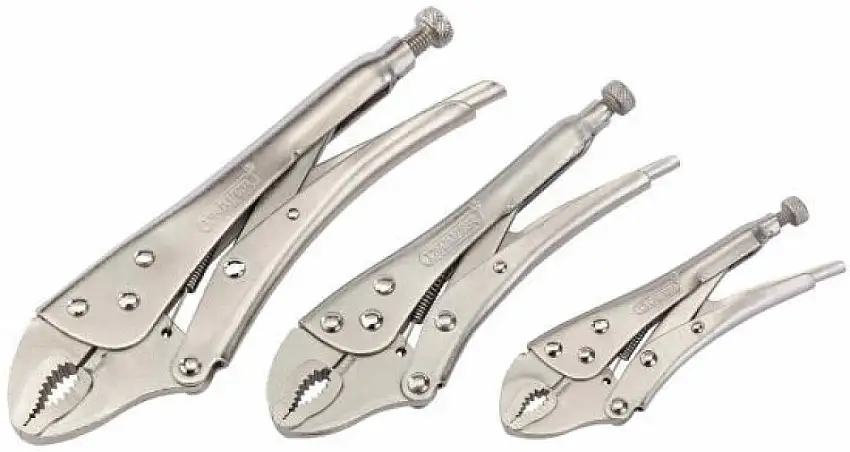 DRAPER VISE-GRIP JEU DE PINCES-éTAUX 3 PIèCES à MâCHOIRES COURBES