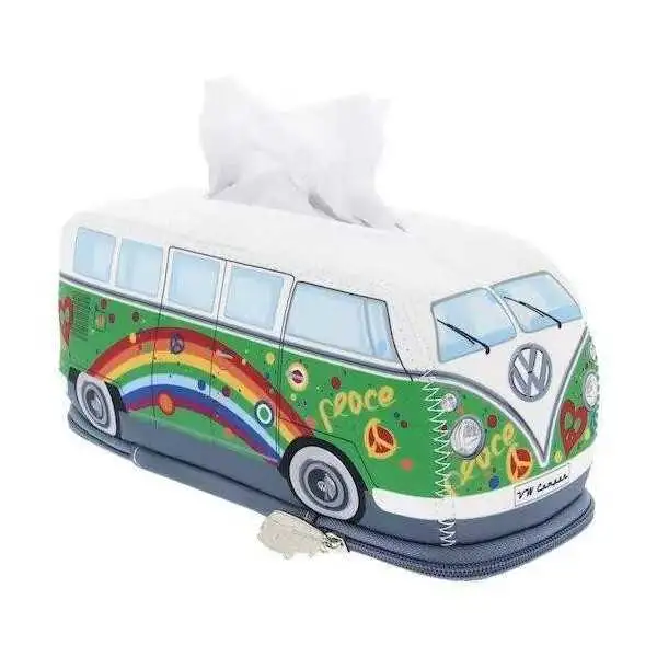 Volkswagen VW T1 Combi Neoprene Tissue Box Holder - Peace/Green